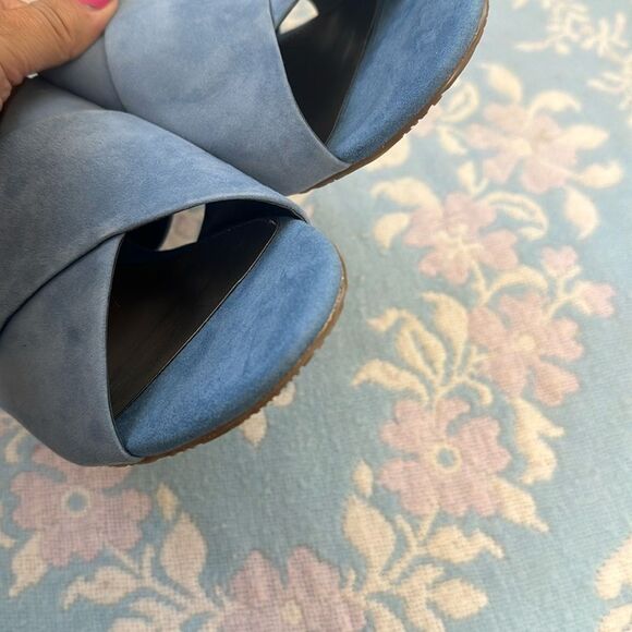 *Ros Hommerson* Blue Suede Slide Sandals Sz 8.5W - Picture 7 of 8